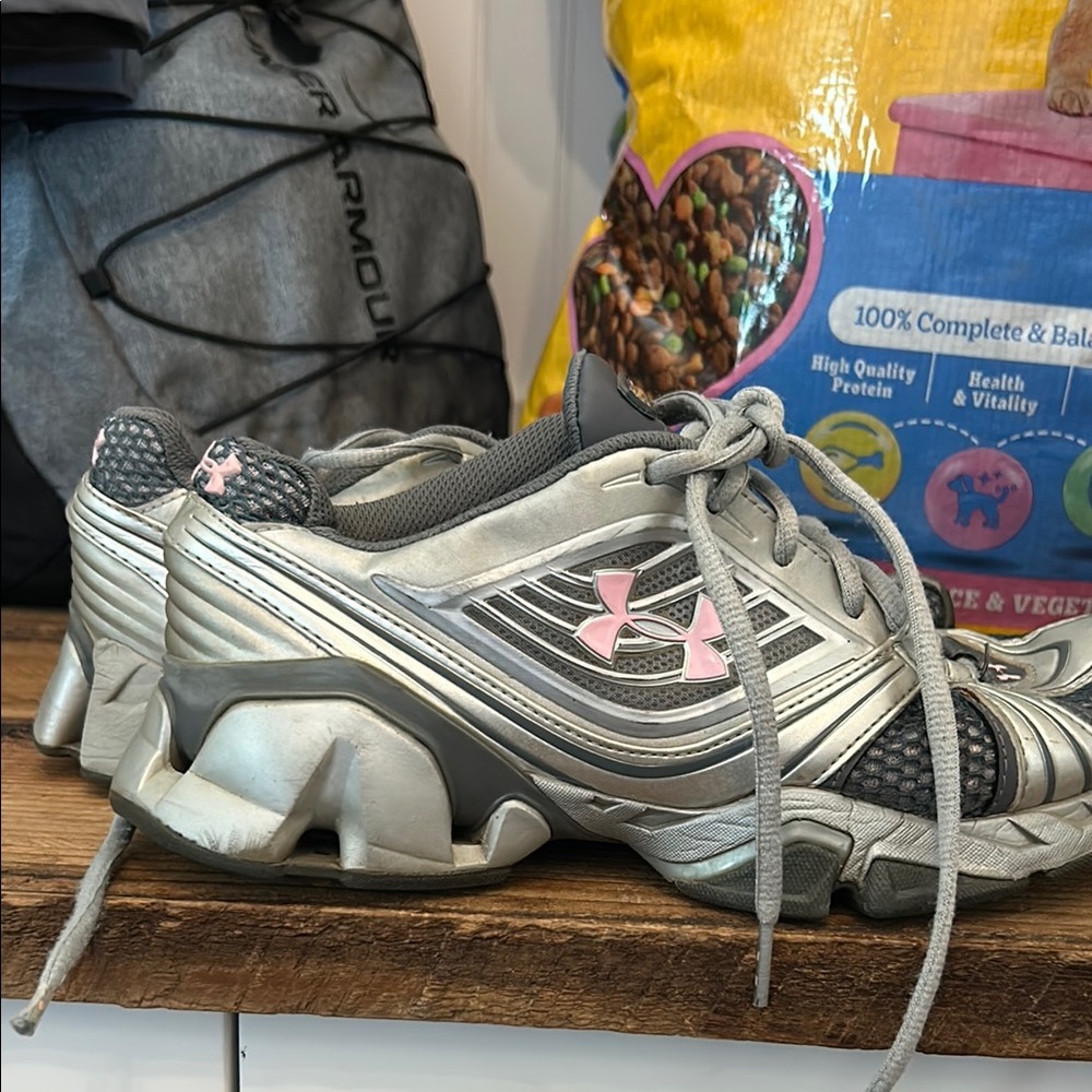 Under Armour Metallic Silver and Pink Sneakers